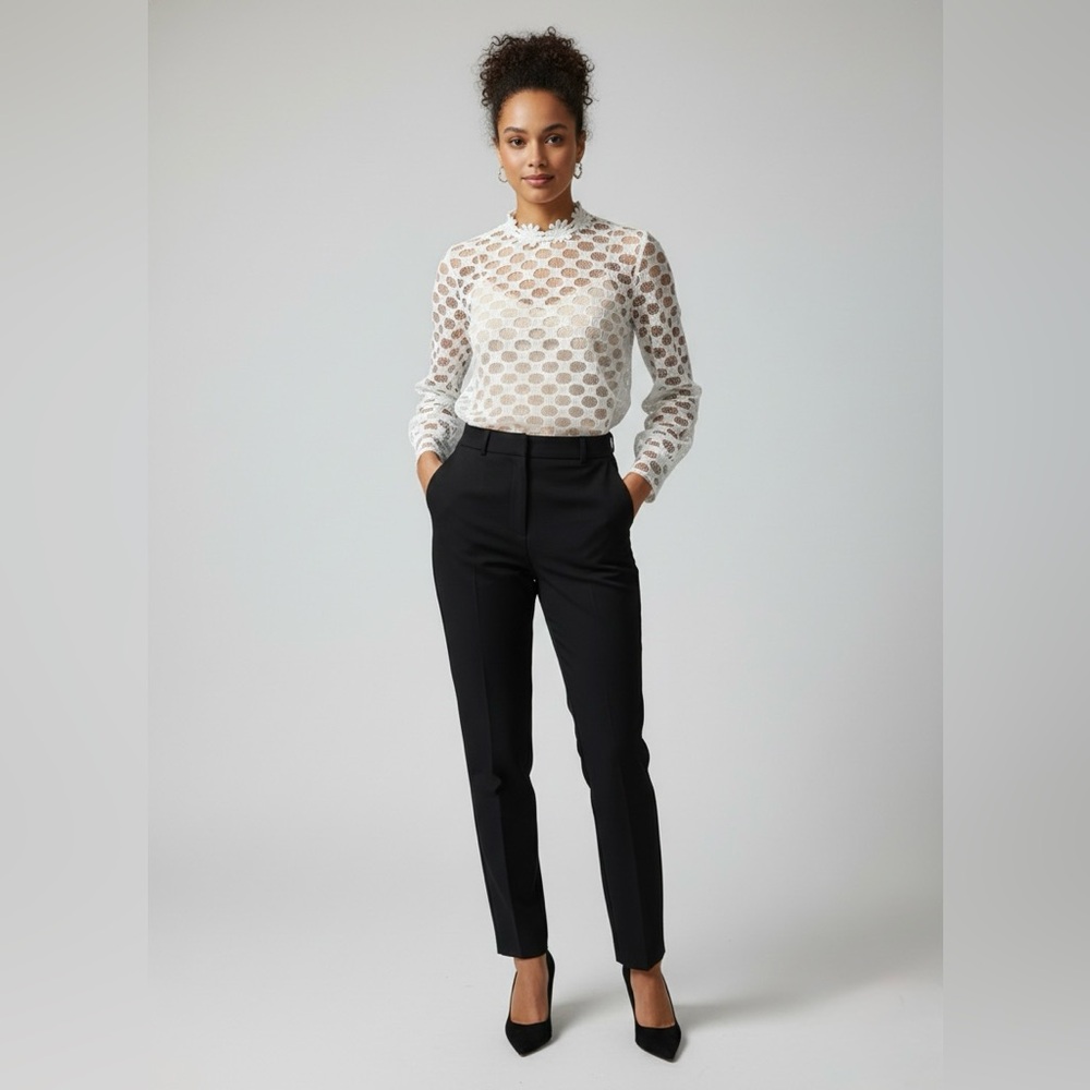 Contemporary White Lace Mock Neck Blouse - NWT
